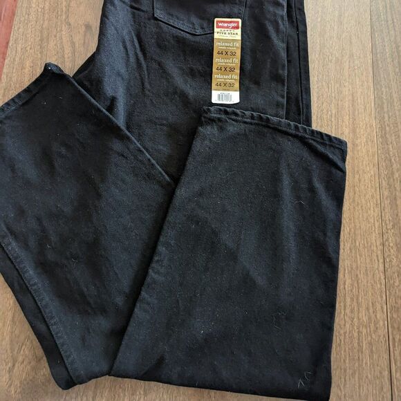 Wrangler Five Star Premium black denim relaxed fit jeans  Sz 44x32 - Picture 15 of 16